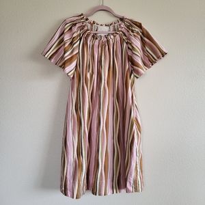 Johnny Was Pink Striped Mini Day Dress sz S